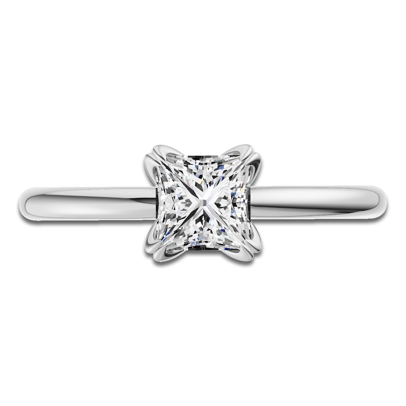 Main Image 3 of Certified Princess-Cut Diamond Solitaire Engagement Ring 1 ct tw 14K White Gold (I1/I)