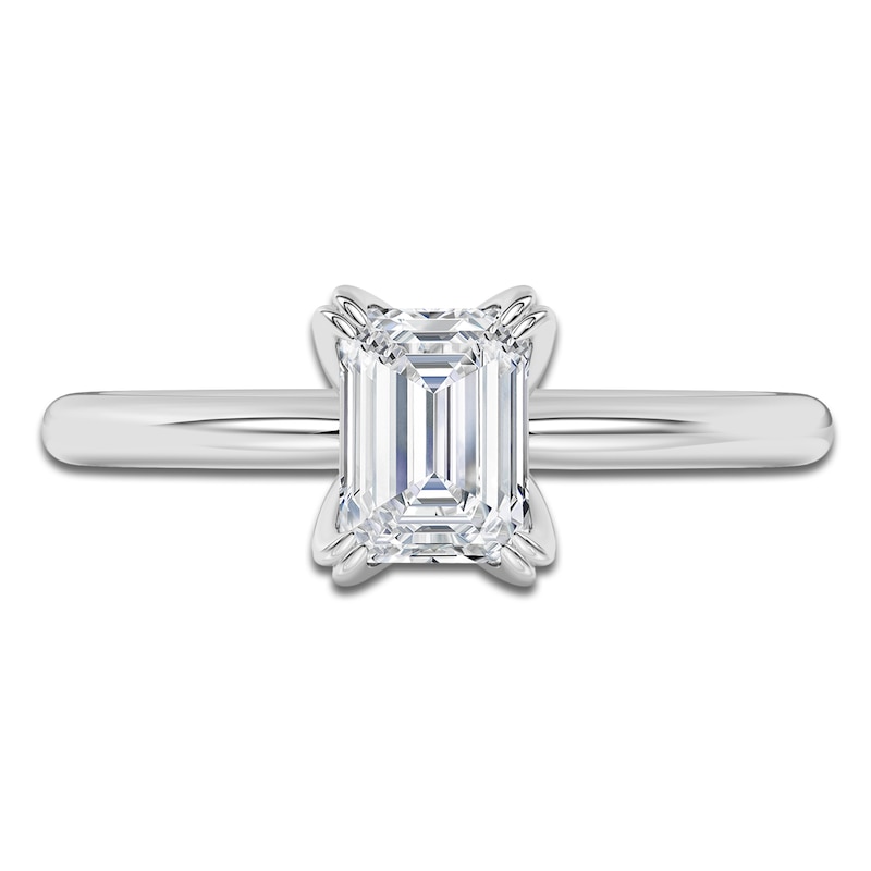 Main Image 3 of Certified Emerald-Cut Diamond Solitaire Engagement Ring 1 ct tw 18K White Gold (SI2/G)