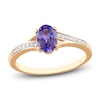 Thumbnail Image 1 of Oval-Cut Natural Tanzanite & Diamond Ring 1/15 ct tw 10K Yellow Gold