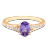 Thumbnail Image 3 of Oval-Cut Natural Tanzanite & Diamond Ring 1/15 ct tw 10K Yellow Gold