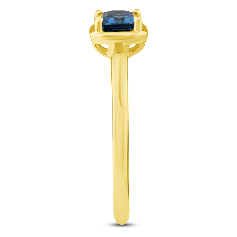 Main Image 3 of Rectangle-Cut Natural London Blue Topaz Solitaire Ring 10K Yellow Gold