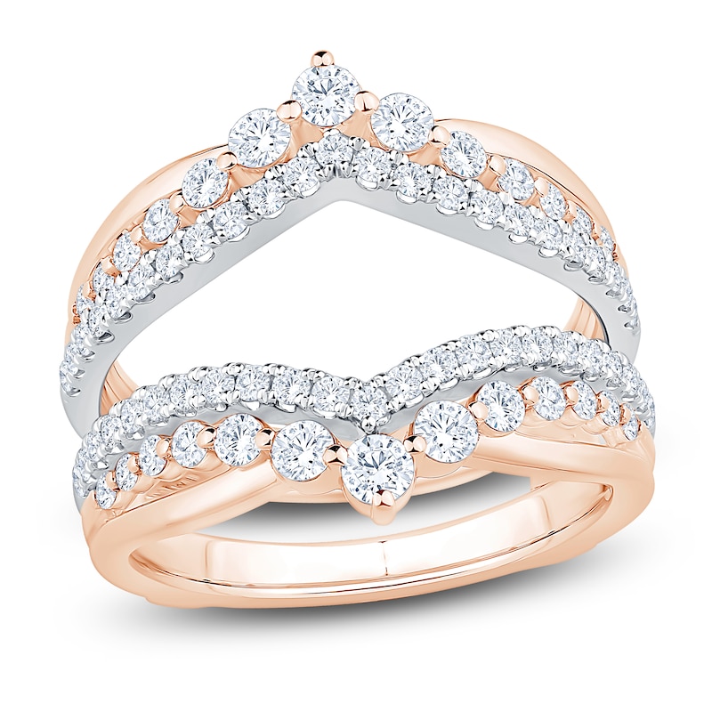 Main Image 1 of Certified Diamond Chevron Enhancer Ring 1 ct tw 14K Rose Gold
