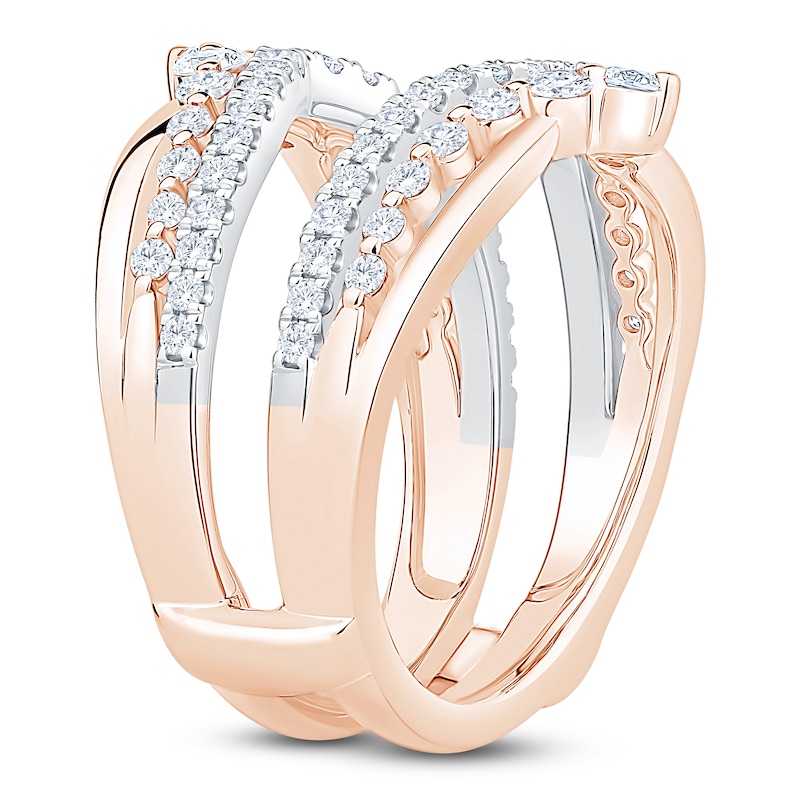 Main Image 2 of Certified Diamond Chevron Enhancer Ring 1 ct tw 14K Rose Gold