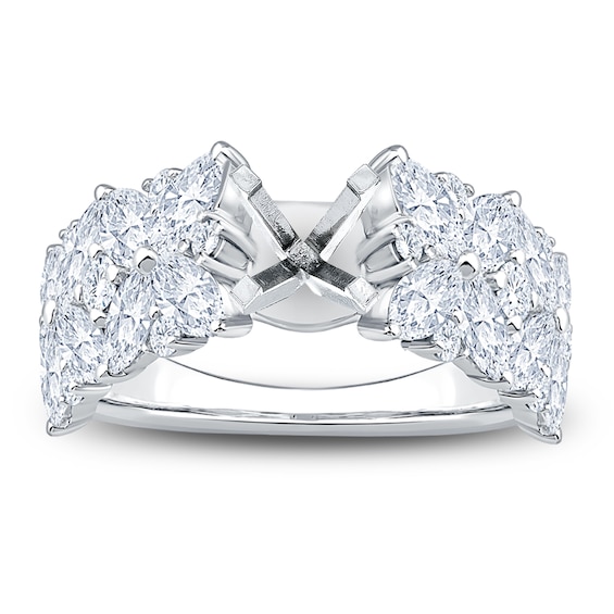 Marquise & Round-Cut Lab-Grown Diamond Engagement Ring Setting 1-3/4 ct tw 14K White Gold
