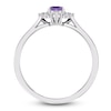 Thumbnail Image 2 of Oval-Cut Natural Amethyst & Diamond Frame Ring 1/10 ct tw 14K White Gold