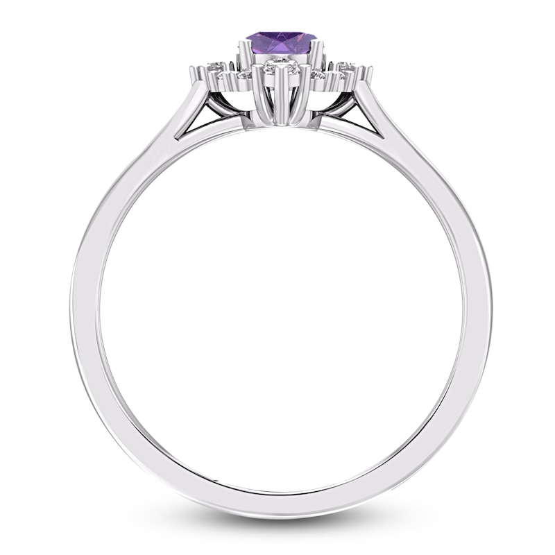 Main Image 2 of Oval-Cut Natural Amethyst & Diamond Frame Ring 1/10 ct tw 14K White Gold