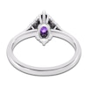 Thumbnail Image 3 of Oval-Cut Natural Amethyst & Diamond Frame Ring 1/10 ct tw 14K White Gold
