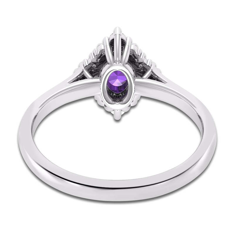 Main Image 3 of Oval-Cut Natural Amethyst & Diamond Frame Ring 1/10 ct tw 14K White Gold