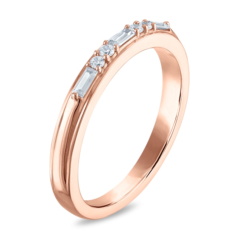 Main Image 2 of Vera Wang VOW Baguette & Round-Cut Diamond Wedding Band 1/5 ct tw 14K Rose Gold