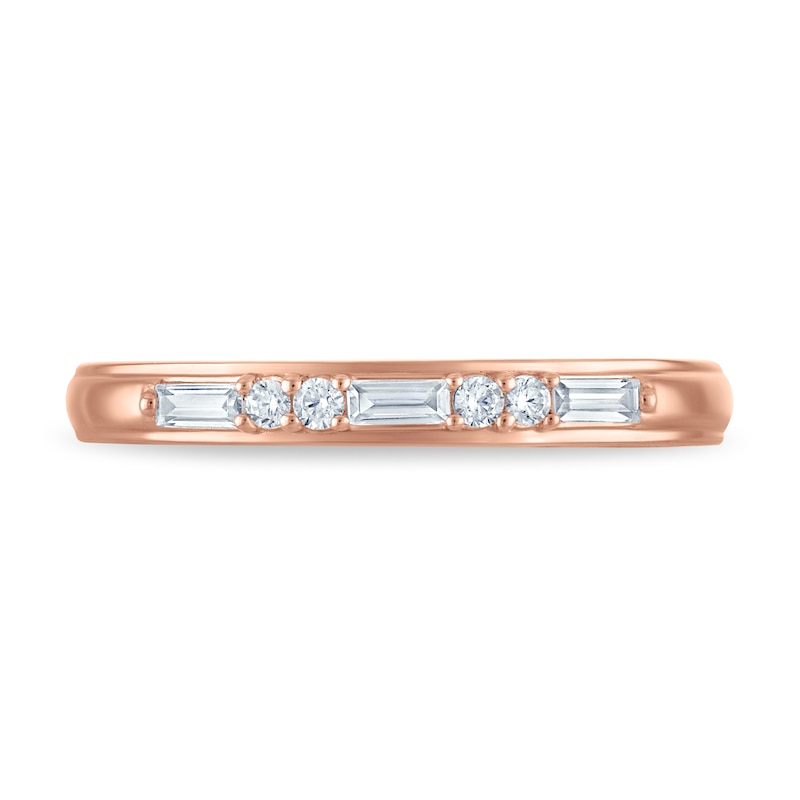 Main Image 3 of Vera Wang VOW Baguette & Round-Cut Diamond Wedding Band 1/5 ct tw 14K Rose Gold