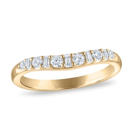 Vera Wang VOW Round & Baguette-Cut Diamond Wedding Band 1/3 ct tw 14K Yellow Gold