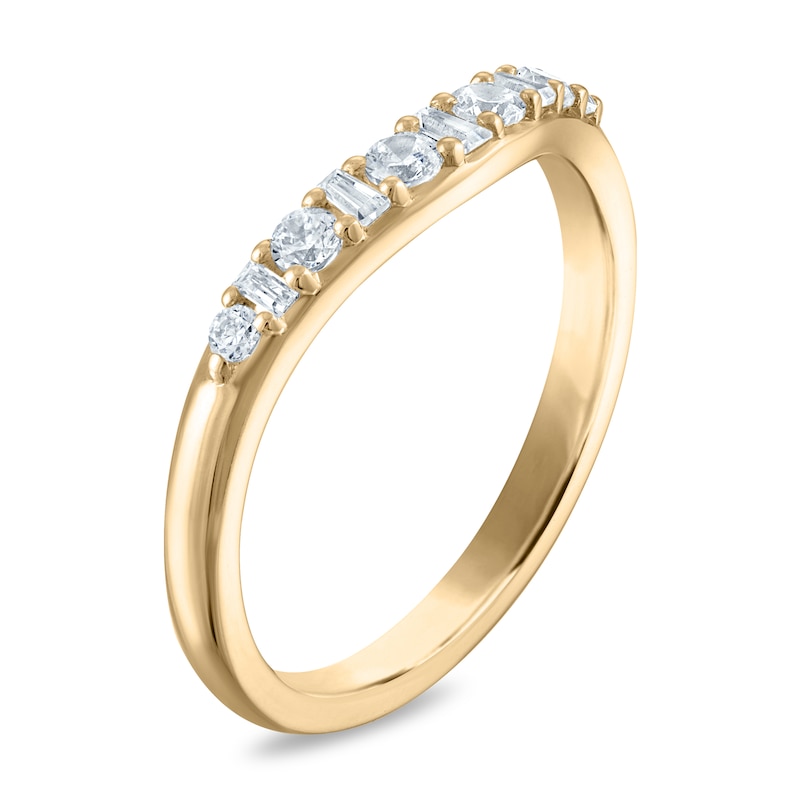 Main Image 2 of Vera Wang VOW Round & Baguette-Cut Diamond Wedding Band 1/3 ct tw 14K Yellow Gold