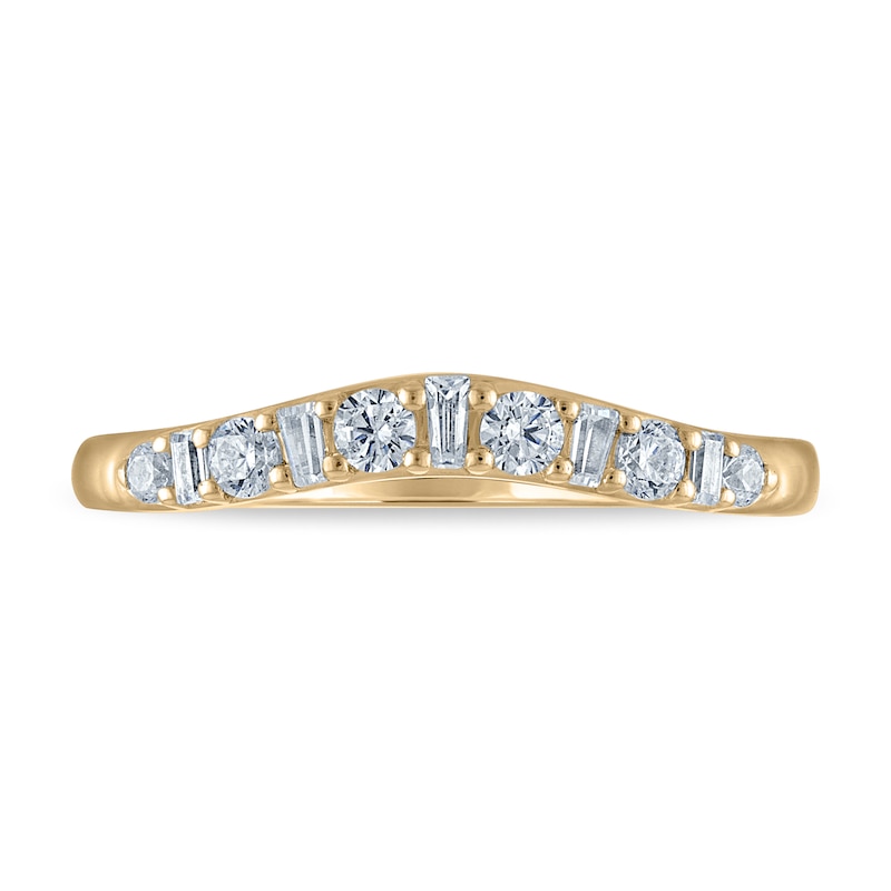 Main Image 3 of Vera Wang VOW Round & Baguette-Cut Diamond Wedding Band 1/3 ct tw 14K Yellow Gold