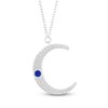Thumbnail Image 1 of Bezel-Set Natural Blue Sapphire & Diamond Crescent Moon Necklace 1/4 ct tw 10K White Gold 18"
