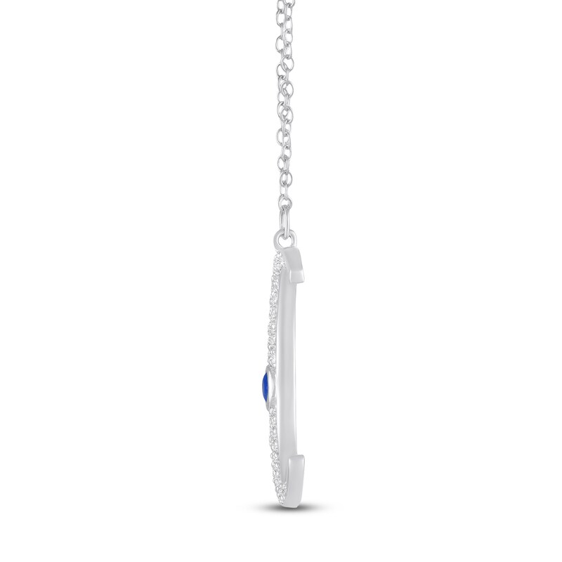 Main Image 4 of Bezel-Set Natural Blue Sapphire & Diamond Crescent Moon Necklace 1/4 ct tw 10K White Gold 18"