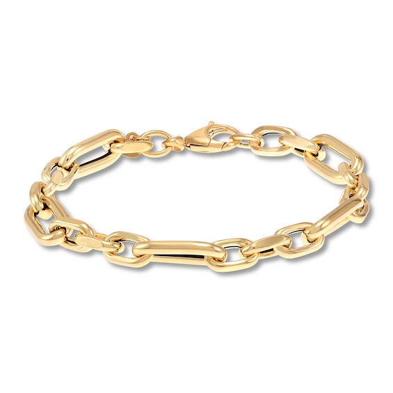 Italia D'Oro Figaro Chain Bracelet 7mm 14K Yellow Gold 7.5"