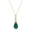 Thumbnail Image 1 of Pear-Shaped Natural Emerald & Diamond Accent Necklace 10K Yellow Gold 18"