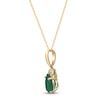 Thumbnail Image 2 of Pear-Shaped Natural Emerald & Diamond Accent Necklace 10K Yellow Gold 18"