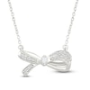 Thumbnail Image 1 of Baguette & Round-Cut Diamond Bow Necklace 1/10 ct tw 10K White Gold 18"