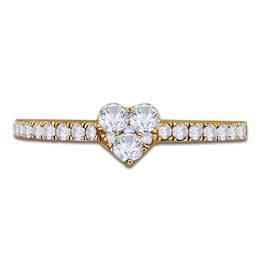 Multi-Diamond Heart Promise Ring 3/8 ct tw 10K Yellow Gold