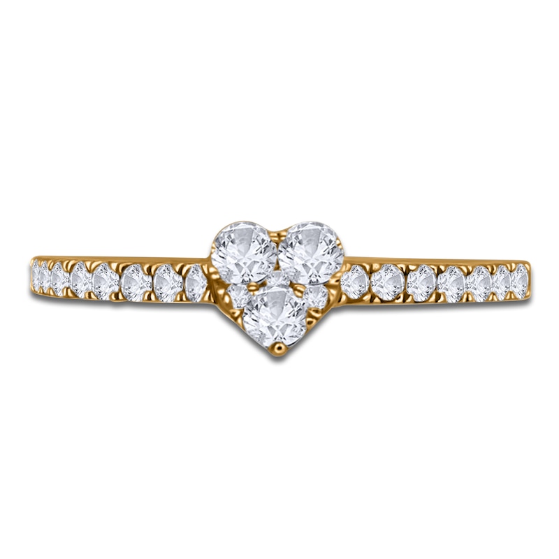 Main Image 1 of Multi-Diamond Heart Promise Ring 3/8 ct tw 10K Yellow Gold