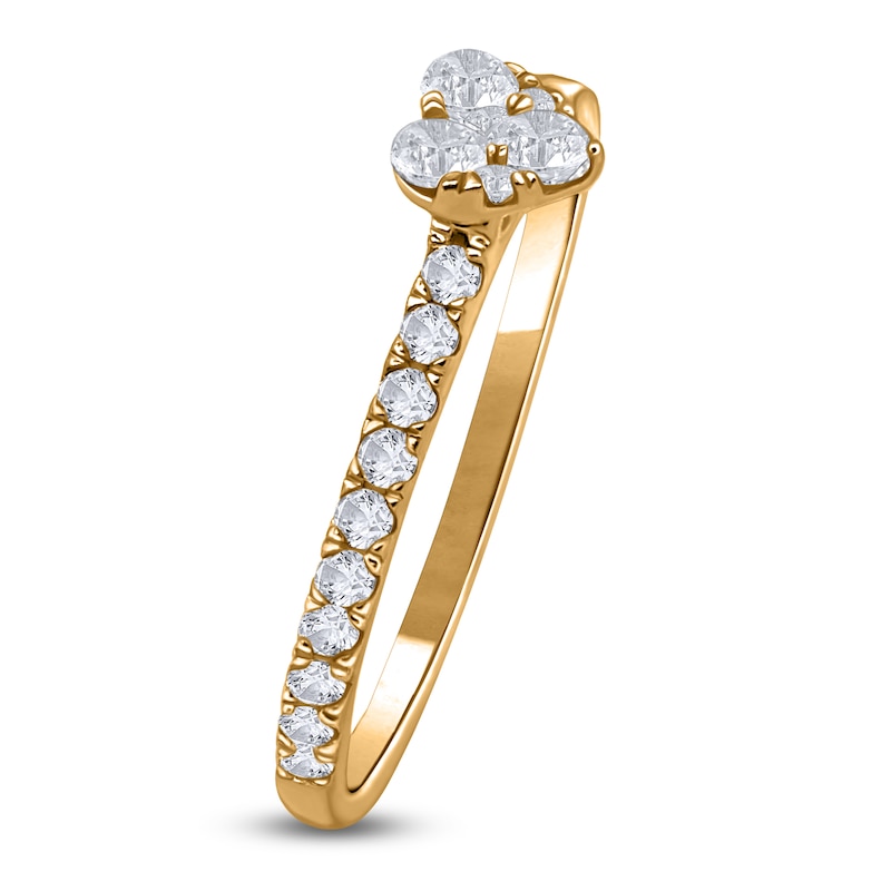 Main Image 2 of Multi-Diamond Heart Promise Ring 3/8 ct tw 10K Yellow Gold