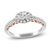 Thumbnail Image 1 of Oval-Cut Diamond East-West Halo Promise Ring 1/3 ct tw 10K Two-Tone Gold