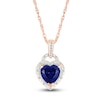 Thumbnail Image 1 of Heart-Shaped Blue Lab-Created Sapphire & Diamond Lock Necklace 1/20 ct tw 10K Rose Gold 18"