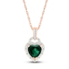 Thumbnail Image 1 of Heart-Shaped Lab-Created Emerald & Diamond Lock Necklace 1/20 ct tw 10K Rose Gold 18"