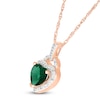 Thumbnail Image 2 of Heart-Shaped Lab-Created Emerald & Diamond Lock Necklace 1/20 ct tw 10K Rose Gold 18"