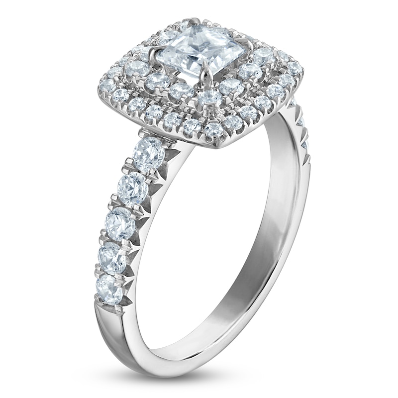 Main Image 2 of Brilliant Moments Princess-Cut Diamond Double Halo Engagement Ring 1-1/3 ct tw 14K White Gold
