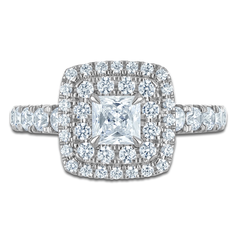 Main Image 3 of Brilliant Moments Princess-Cut Diamond Double Halo Engagement Ring 1-1/3 ct tw 14K White Gold