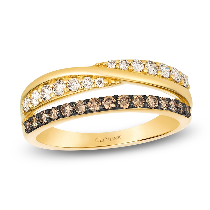 Main Image 1 of Le Vian Chocolate Diamond Two-Row Ring 1/2 ct tw 14K Honey Gold