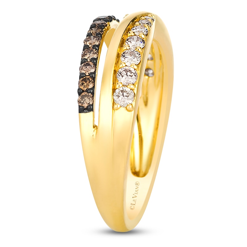 Main Image 2 of Le Vian Chocolate Diamond Two-Row Ring 1/2 ct tw 14K Honey Gold