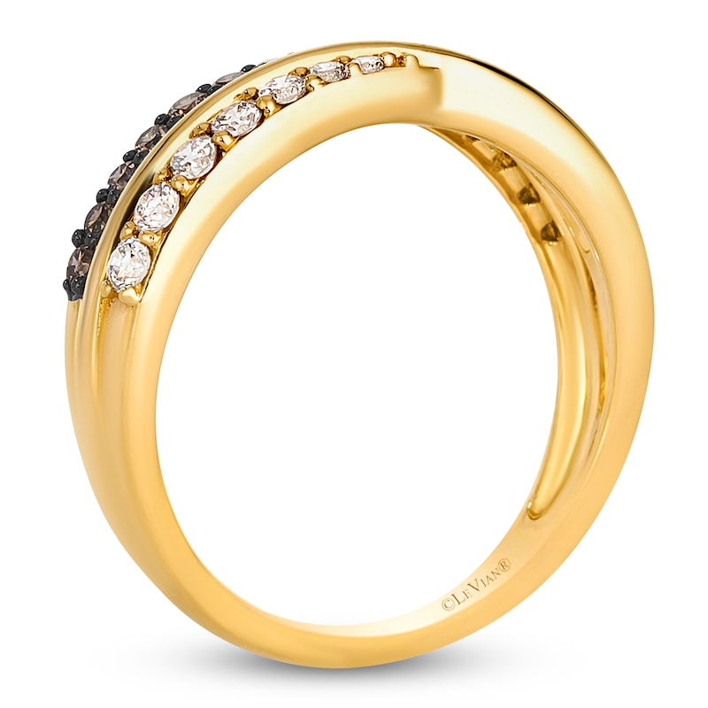 Main Image 3 of Le Vian Chocolate Diamond Two-Row Ring 1/2 ct tw 14K Honey Gold