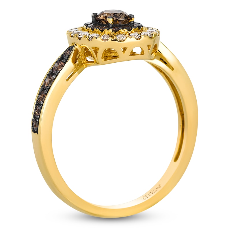 Main Image 2 of Le Vian Chocolate Diamonds Oval Double Halo Ring 3/4 ct tw 14K Honey Gold