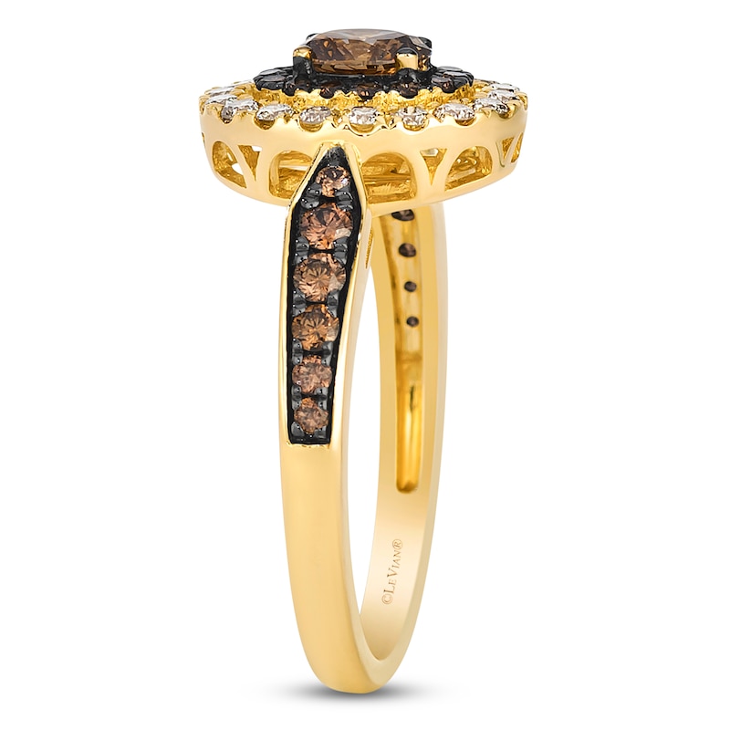 Main Image 3 of Le Vian Chocolate Diamonds Oval Double Halo Ring 3/4 ct tw 14K Honey Gold
