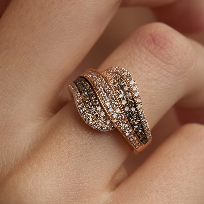 Main Image 4 of Le Vian Chocolate Ombré Diamond Swirl Ring 7/8 ct tw 14K Strawberry Gold