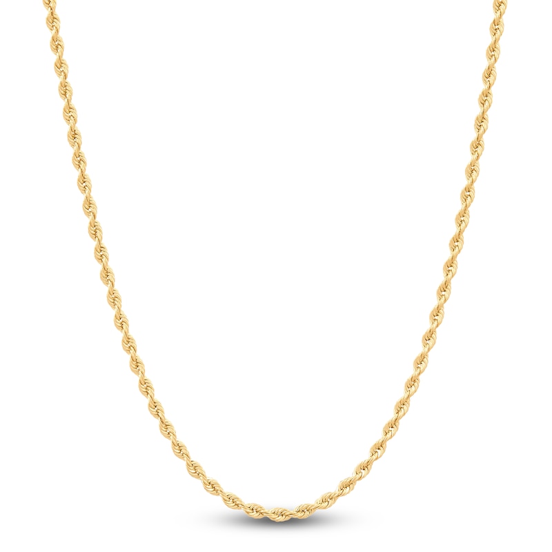 Main Image 1 of Glitter Rope Chain Necklace 2mm Semi-Solid 10K Yellow Gold 18"