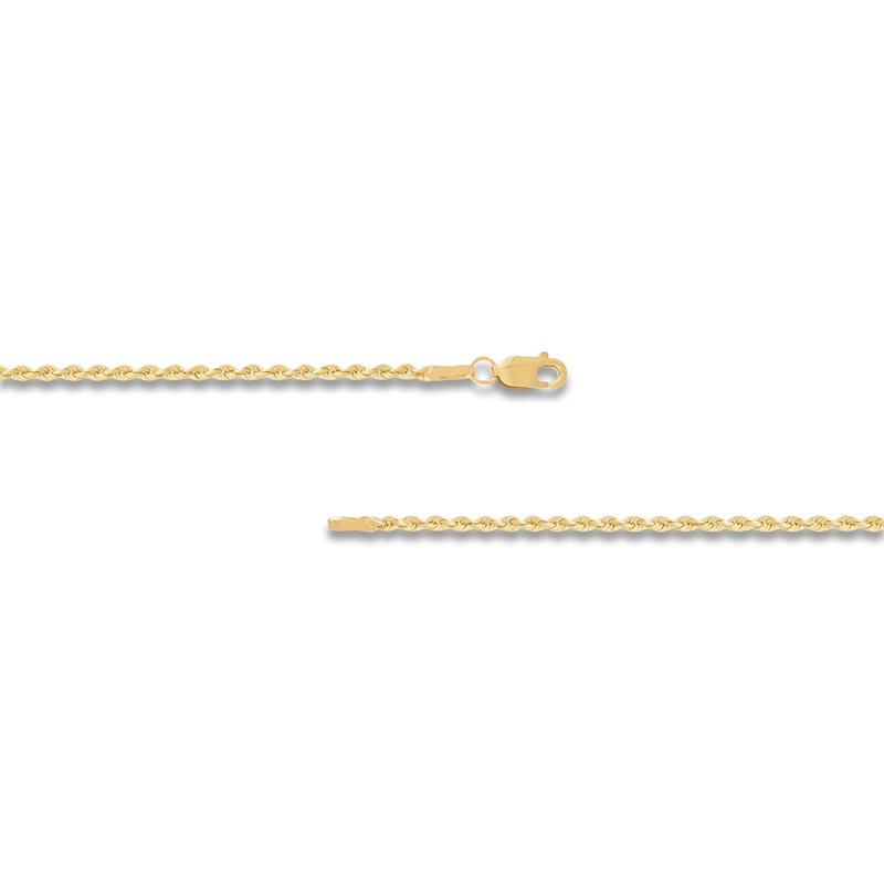 Main Image 2 of Glitter Rope Chain Necklace 2mm Semi-Solid 10K Yellow Gold 18"