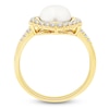 Thumbnail Image 2 of Button Cultured Pearl & Lab-Grown Diamond Halo Ring 1/3 ct tw 14K Yellow Gold