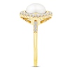 Thumbnail Image 3 of Button Cultured Pearl & Lab-Grown Diamond Halo Ring 1/3 ct tw 14K Yellow Gold