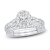 Thumbnail Image 1 of Diamond Halo Bridal Set 1-1/2 ct tw Oval/Round 14K White Gold