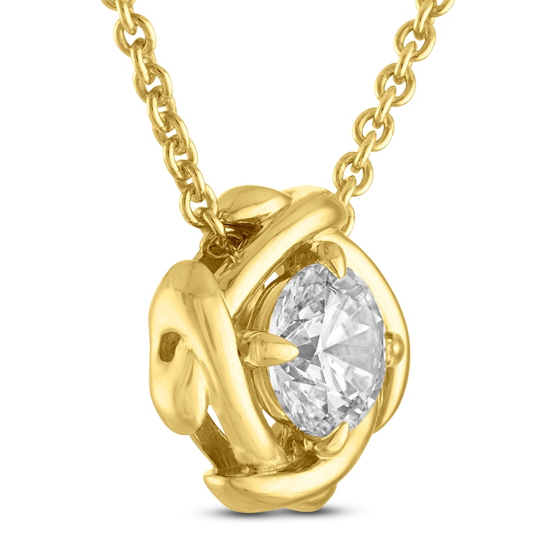 Main Image 2 of Unspoken Diamond Solitaire Necklace 1 ct tw 14K Yellow Gold 18" (I1/I)