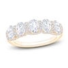 Thumbnail Image 1 of Certified Oval & Round-Cut Diamond Scalloped-Edge Anniversary Ring 2 ct tw 14K Yellow Gold