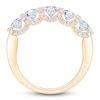 Thumbnail Image 2 of Certified Oval & Round-Cut Diamond Scalloped-Edge Anniversary Ring 2 ct tw 14K Yellow Gold