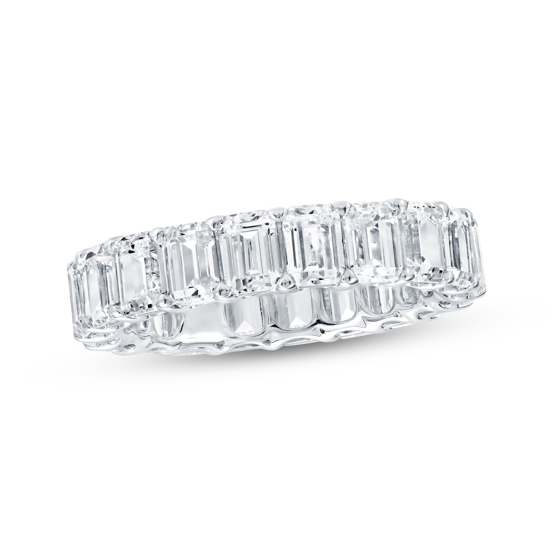 Main Image 1 of Emerald-Cut Lab-Grown Diamond Eternity Band 5-3/4 to 6-7/8 ct tw 14K White Gold