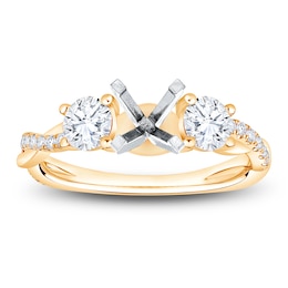 Certified Diamond Twist Shank Engagement Ring Setting 3/4 ct tw 14K Yellow Gold