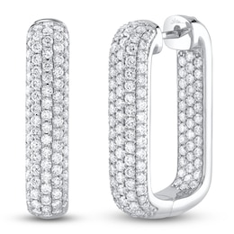 Shy Creation Diamond Inside-Out Angled Hoop Earrings 2 ct tw 14K White Gold SC22009499V2H0.95