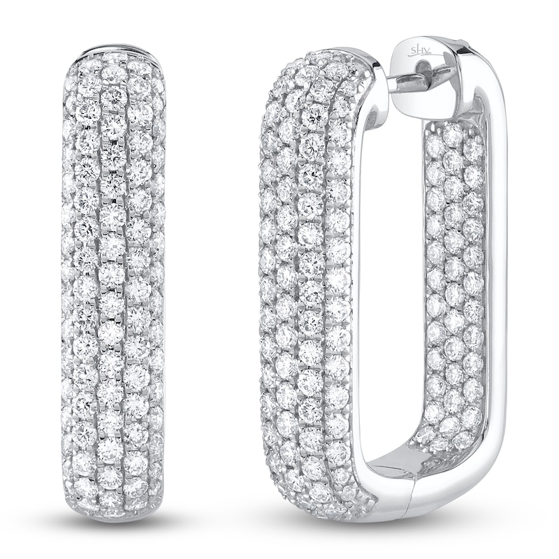 Main Image 1 of Shy Creation Diamond Inside-Out Angled Hoop Earrings 2 ct tw 14K White Gold SC22009499V2H0.95
